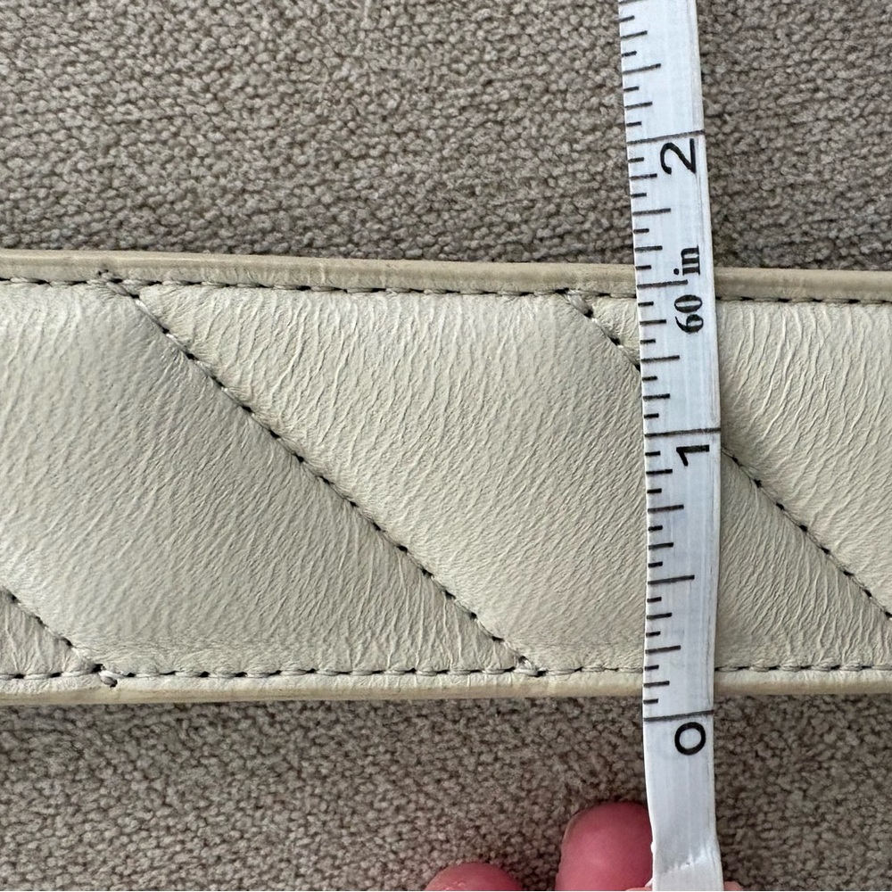 Kurt Geiger Cream Quilted Leather Belt Ivory Off-White - Picture 9 of 10